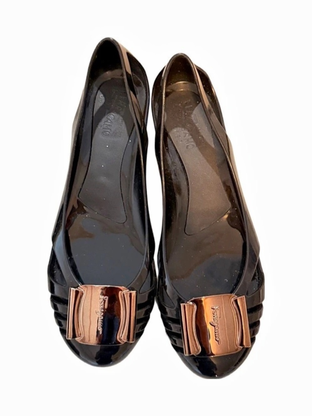 Salvatore Ferragamo New Vara Jelly Ballet Flat Black Vara Buckle Flats Like New